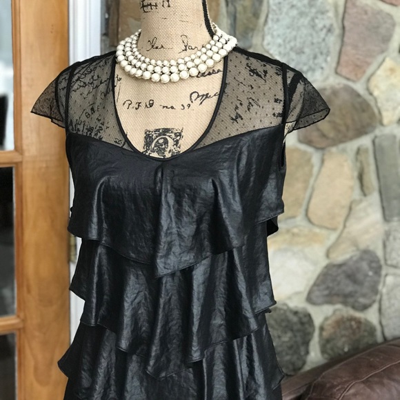BCBGMaxAria black ruffled tiered dress size S - Picture 9 of 9